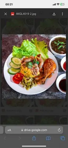 Hình ảnh Cơm Da Gà Giòn + Đùi + Coca + Canh Rông Biển