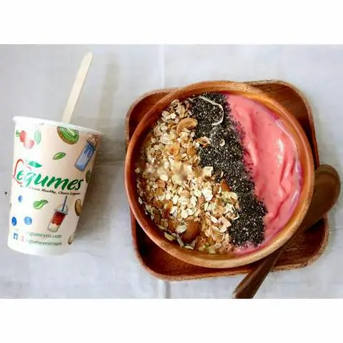 Hình ảnh Red smoothie bowl - vegan - sinh tố red thuần chay
