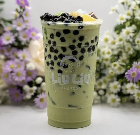 Hình ảnh Trà sữa full topping thái xanh