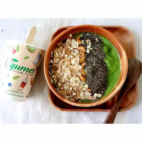 Hình ảnh Green smoothie bowl - vegan - sinh tố rau xanh thuần chay
