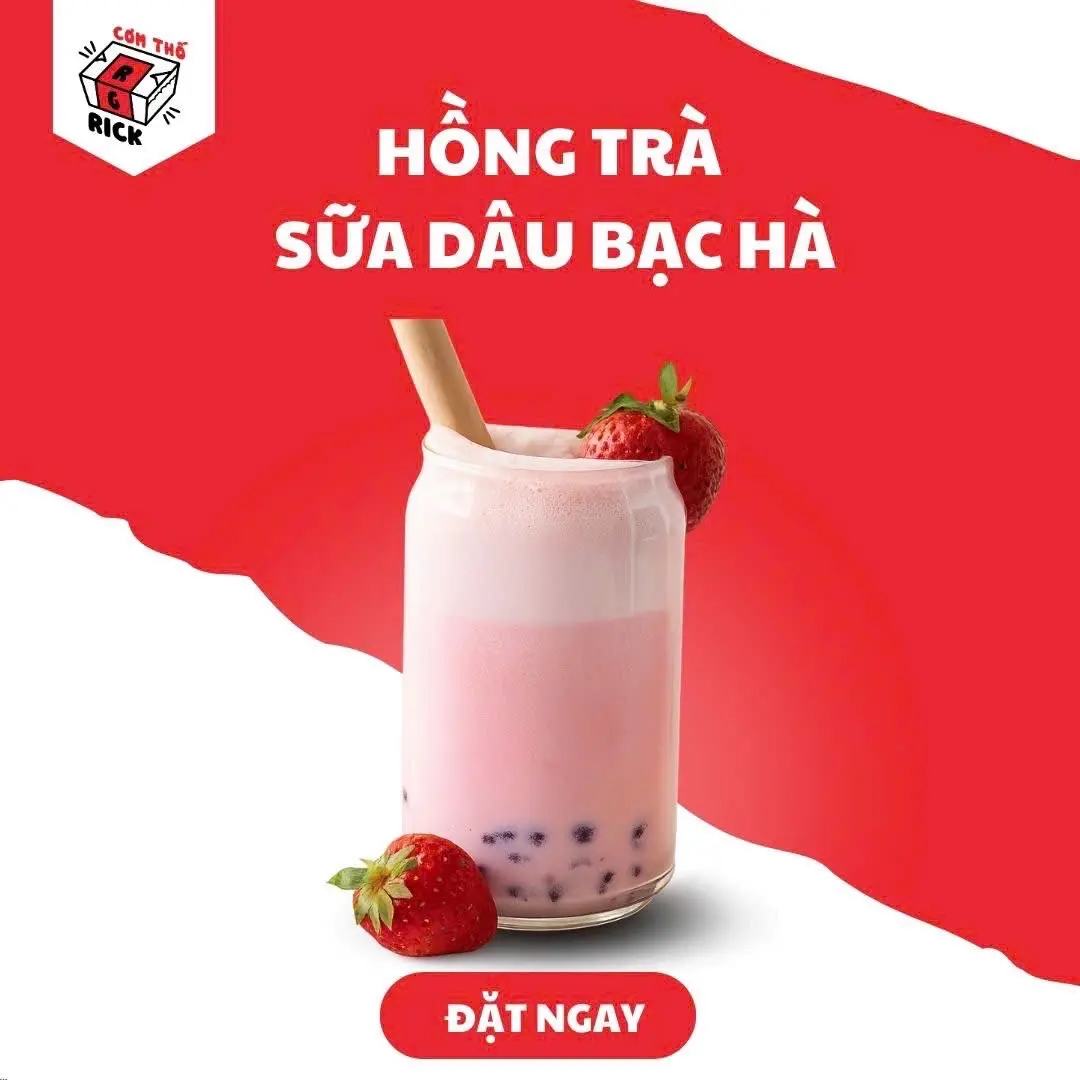 Hình ảnh Hồng Trà Sữa Dâu Bạc Hà
