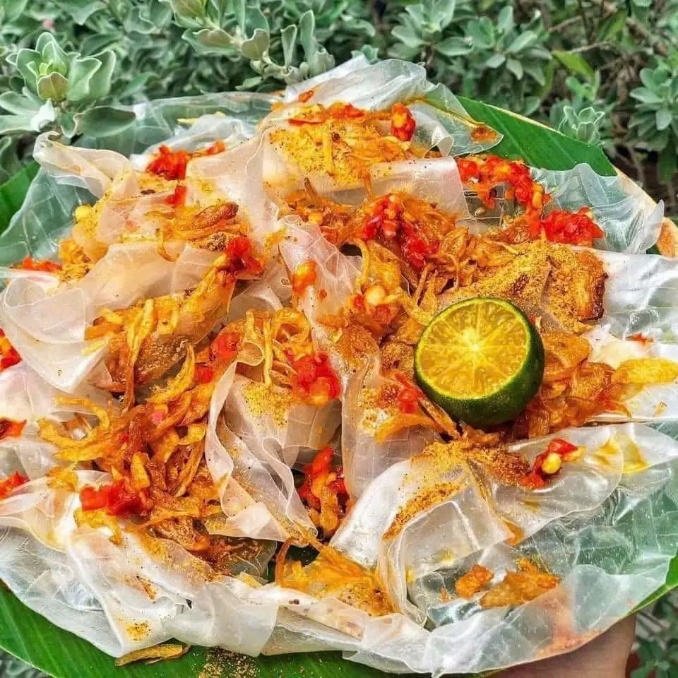 Hình ảnh Bánh tráng dẽo sate tóp mỡ
