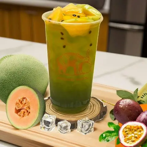 Hình ảnh trà dưa lưới chanh dây tươi 