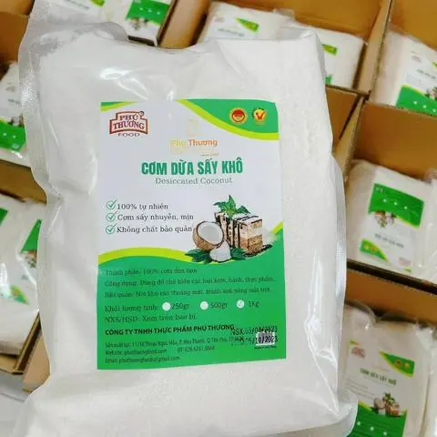 Hình ảnh Cơm Dừa Sấy Khô Mịn Phú Thương Food 1Kg Làm Kẹo, Bánh Kem, Bánh Ngọt Đa Năng