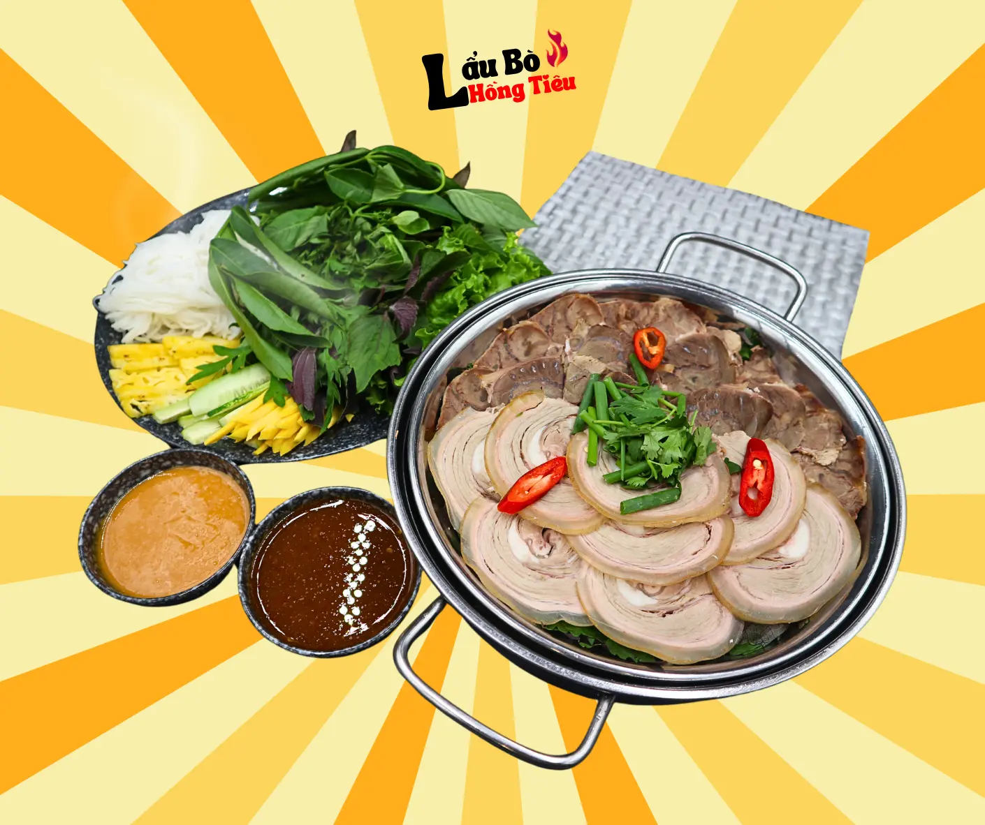 Hình ảnh Bắp Bò & Ba Chỉ Bò Tơ Cuốn Rau Rừng (Mix)