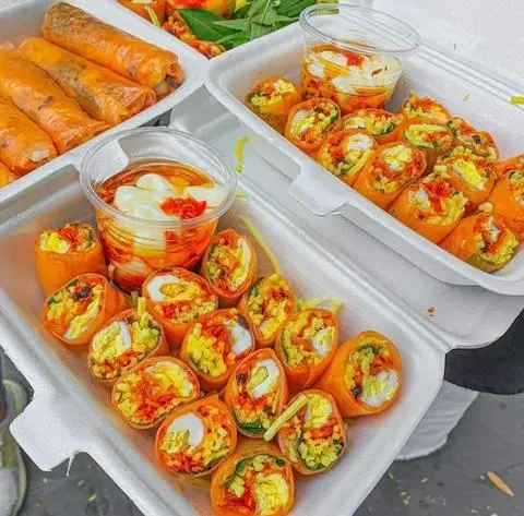 Hình ảnh bánh tráng cuốn sốt muối tắc