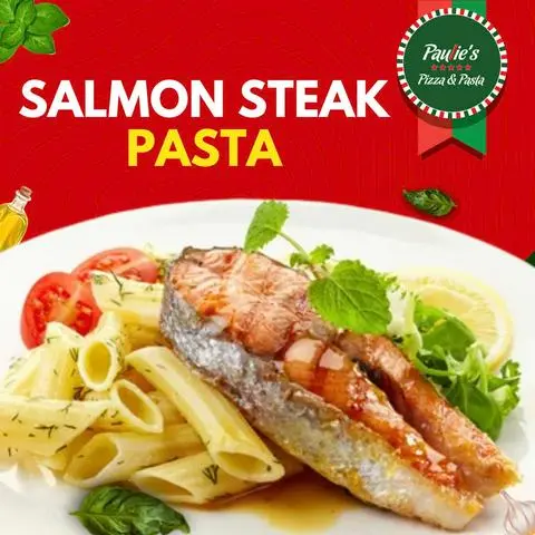 Hình ảnh Mì Ý Steak Cá Hồi Khoanh Xông Khói | Smoked Salmon Steak Pasta