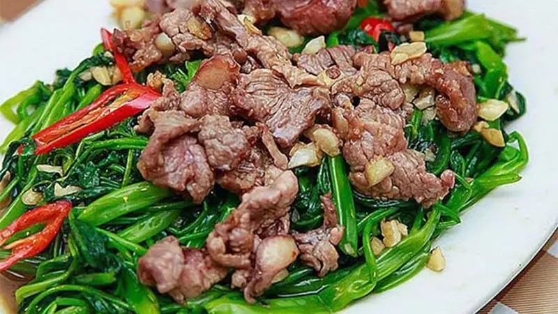 Hình ảnh bò xào rau muống 