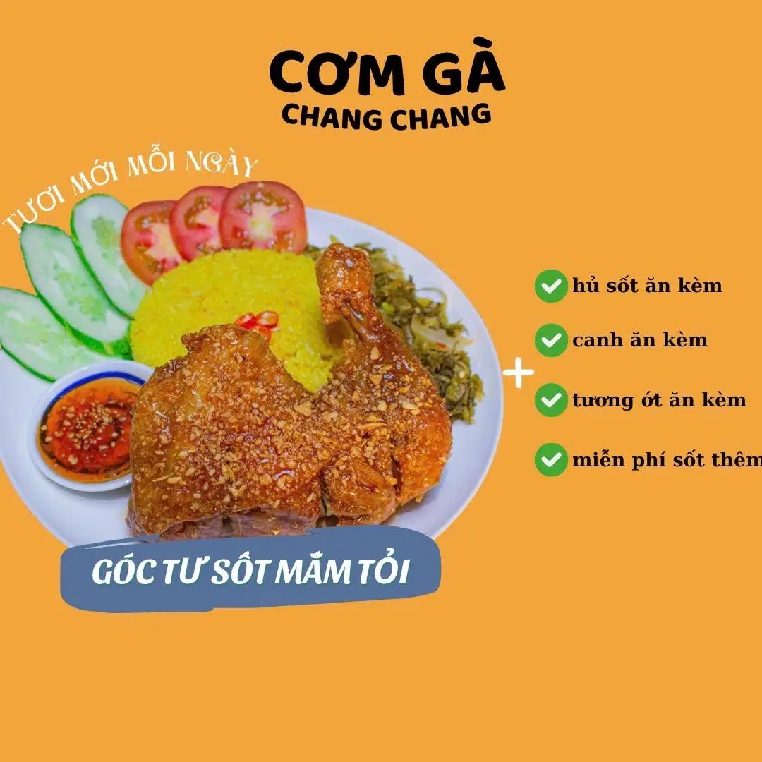 Hình ảnh Cơm gà xối mỡ xốt sả ớt(size lớn)