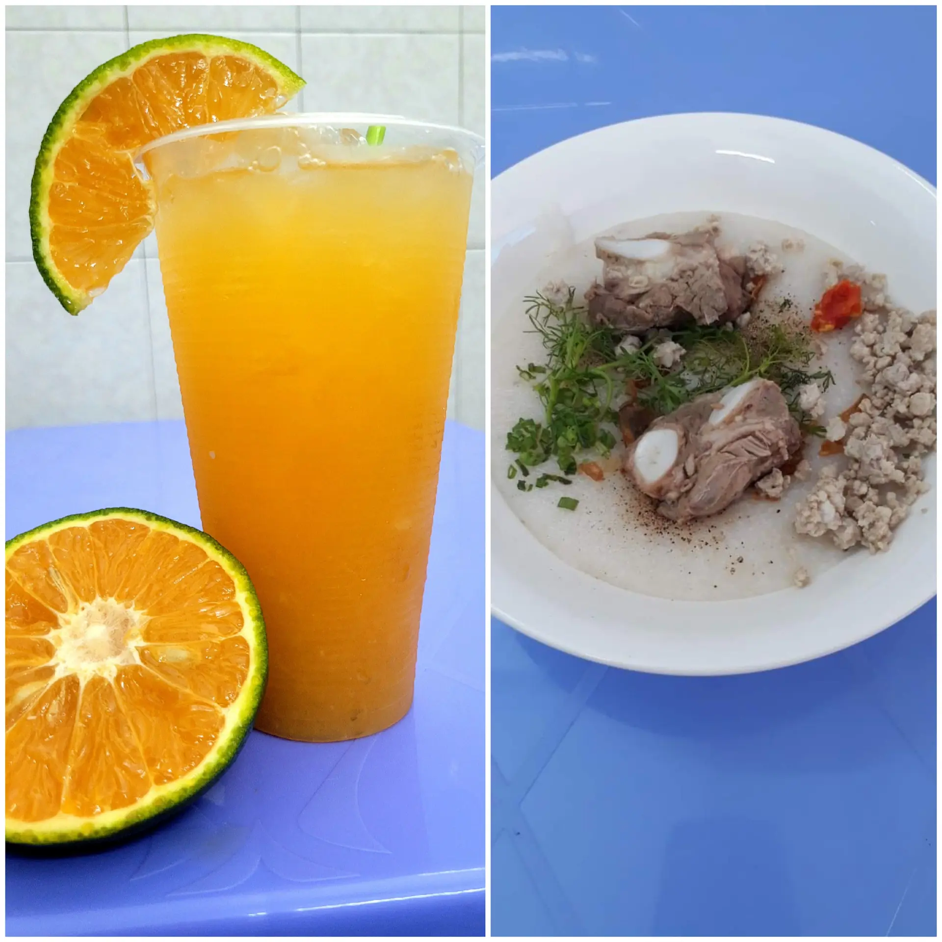 Hình ảnh Combo Cháo Thịt Bằm +Sườn +Nước Cam ép ly 700ml