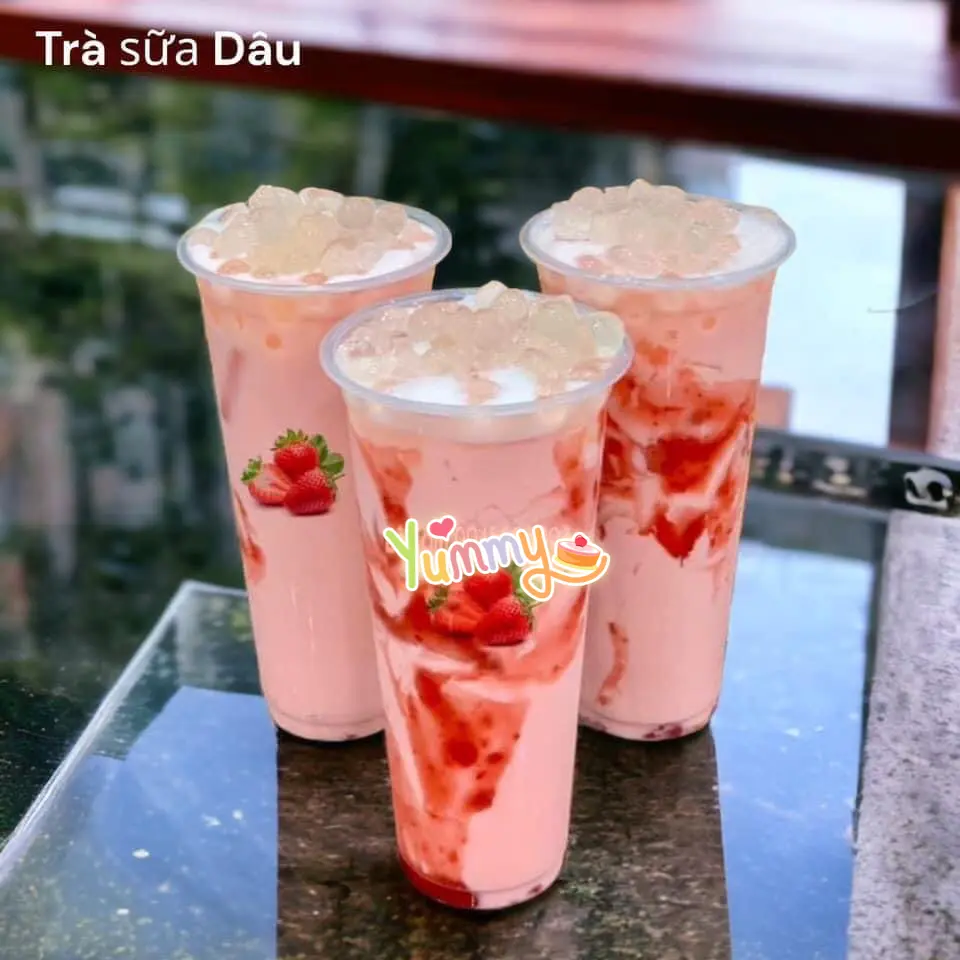 Hình ảnh Trà Sữa Dâu full topping