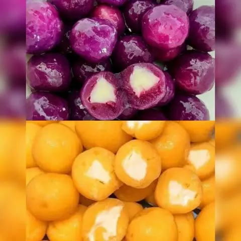 Hình ảnh Khoai Dẻo Nhân Phô Mai 500g TímVàng,Hộp Khoai Dẻo Phô Mai Tươi Nấu Chè, Trà Sữa