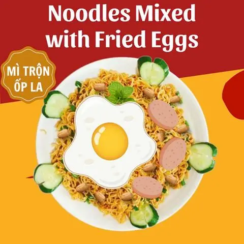 Hình ảnh Mì Trộn Trứng Ốp La/Mixed noodles with fried egg