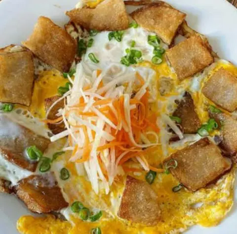 Hình ảnh bột nui chiên 1 trứng