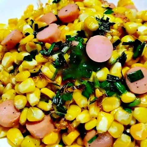Hình ảnh Bắp Nếp Xào Thập Cẩm Xúc Xích Hột Gà Nướng