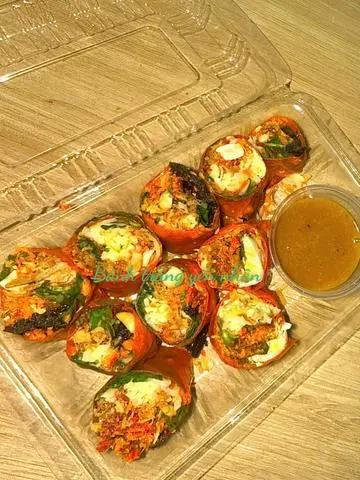 Hình ảnh bánh tráng cuốn sốt muối béo