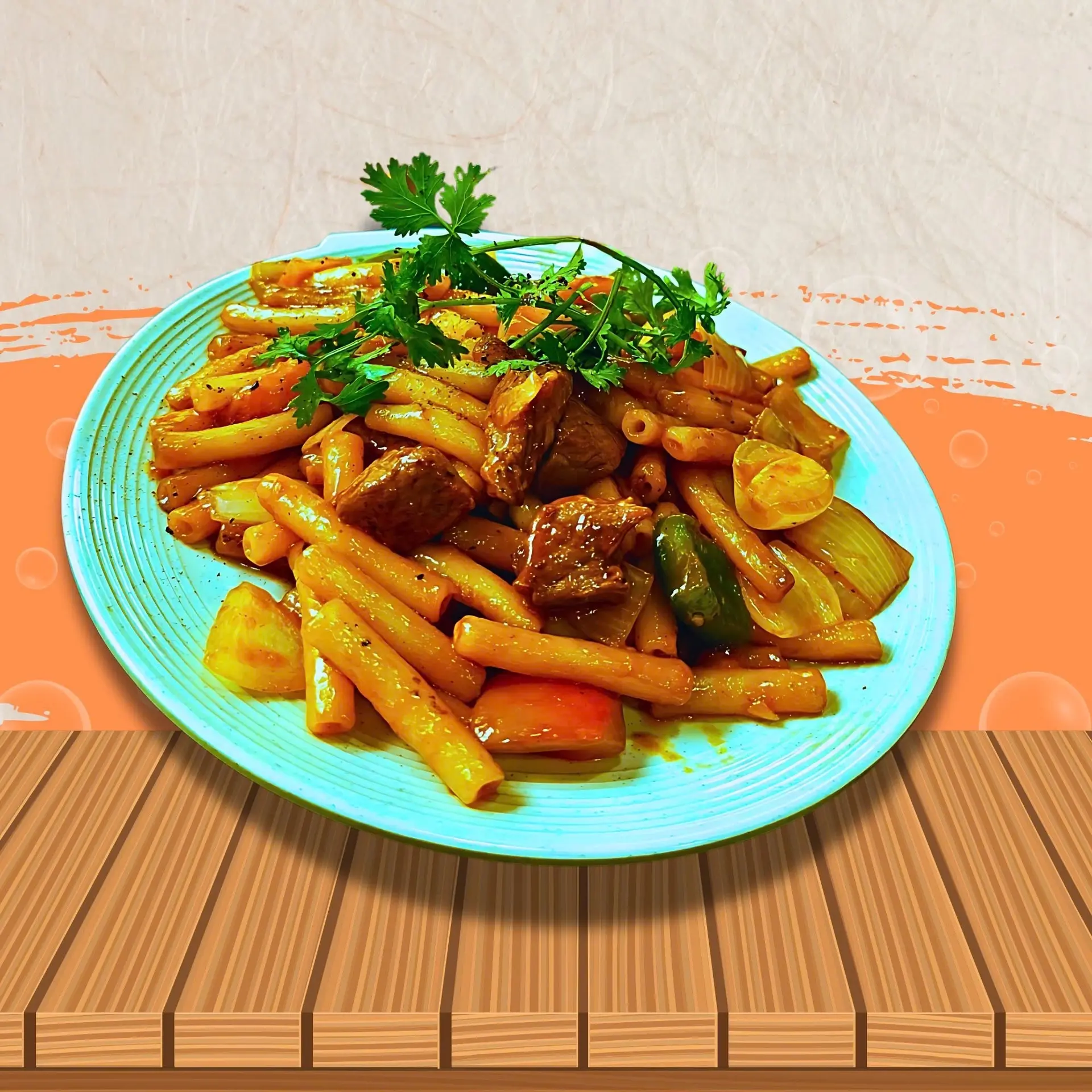 Hình ảnh Nui xào bò lúc lắc