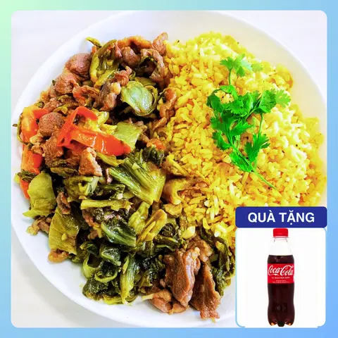 Hình ảnh CƠM DƯA XÀO BÒ ( Bò tươi 100%) + Tặng Coca