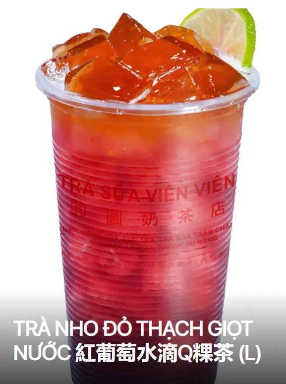 Hình ảnh Trà nho đỏ thạch giọt nước (L)