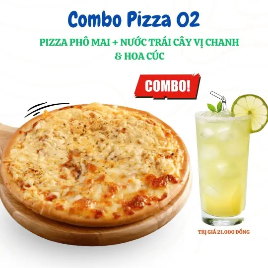 Hình ảnh Combo tặng kèm nước: pizza phô mai  