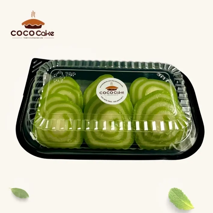 Hình ảnh Da lợn cuộn đậu xanh lá dứa hộp 6 khoanh