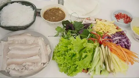 Hình ảnh Thịt luộc cuốn bánh tráng phần 1 người