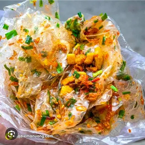 Hình ảnh bánh tráng trộn mỡ hành - tóp mỡ rim 