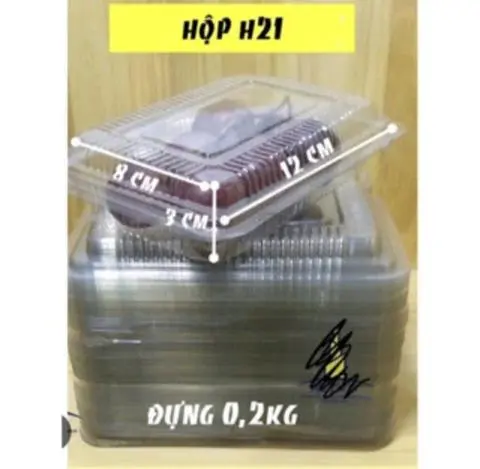 Hình ảnh 100 Hộp Trong Suốt Nhựa Pet H21 Đóng Nắp, Hộp Đựng Đồ Ăn, Trái Cây, Bánh...