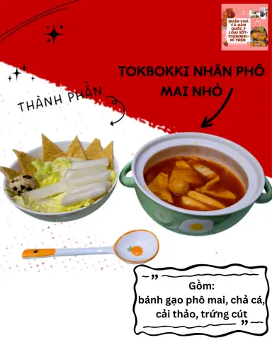 Hình ảnh Tokbokki nhân phô mai phần nhỏ