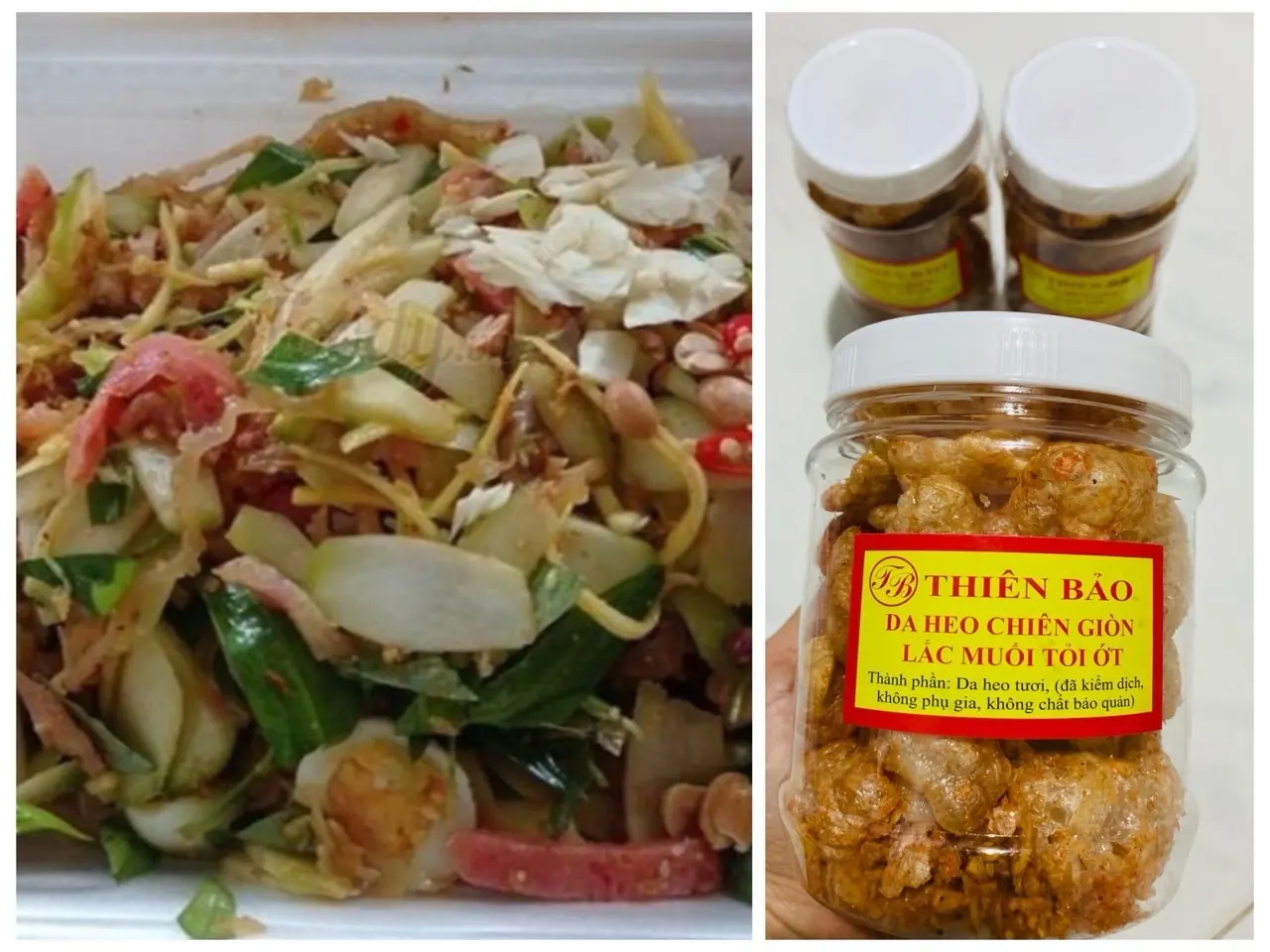 Hình ảnh Combo 1 tré trộn siêu to khổng lồ + 1 da heo chiên giòn lắc muối ớt tỏi tặng 1 nước ngọt và 2 bánh phồng