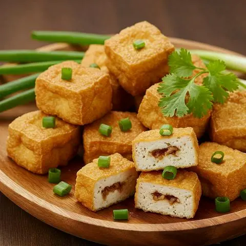Hình ảnh đậu hũ chiên sốt bơ tỏi