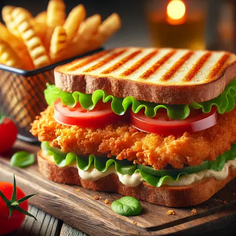 Hình ảnh Sandwich Xúc Xích Xông Khói sốt Kem Rau Mùi 2 Tầng