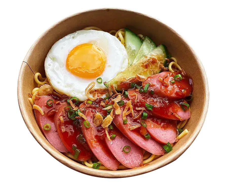 Hình ảnh Mì trộn indomie + trứng, xúc xích