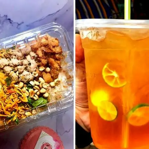Hình ảnh Combo 3 - Bánh tráng thịt băm tóp mỡ - hồng trà tắc