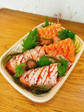 Hình ảnh sashimi bụng cá hồi và cá hồi tươi 