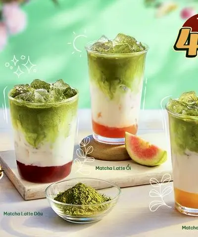 Hình ảnh Matcha latte ổi hồng - sữa gấu
