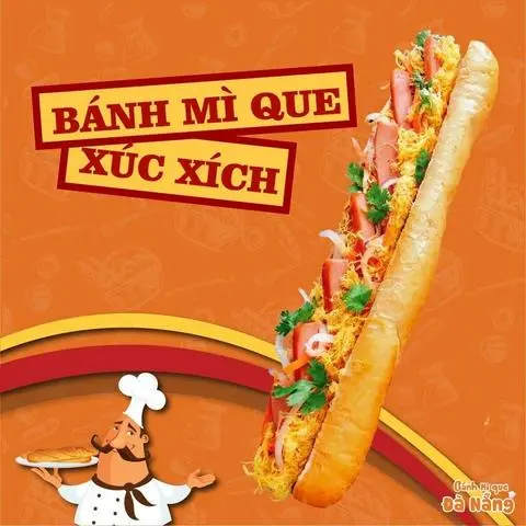 Hình ảnh Bánh mì que khổng lồ pate, chà bông, xúc xích
