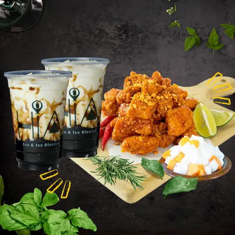 Hình ảnh Combo gà cay - 2 sữa tươi trân châu đường đen (M)