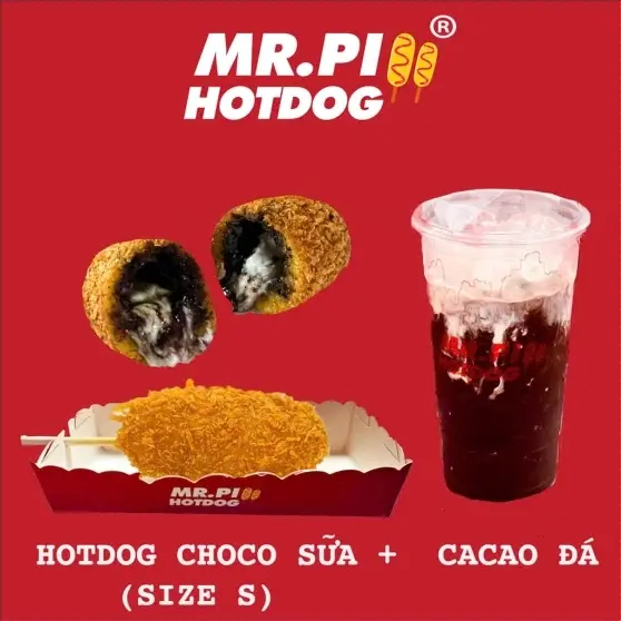 Hình ảnh combo đồng điệu(hotdog choco sữa size s +ca cao đá