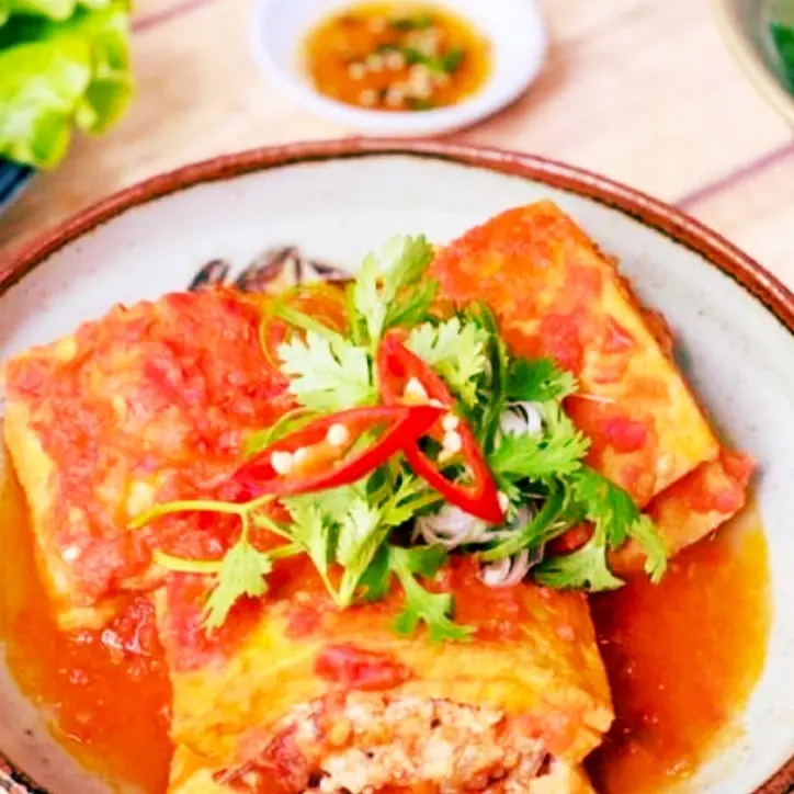 Hình ảnh ĐẬU HŨ DỒN THỊT SỐT CÀ THÊM 