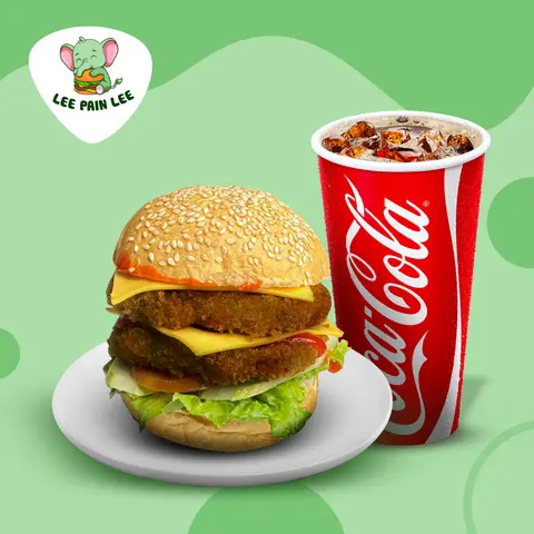Hình ảnh Double burger bò xay - double burger mincel beef - kèm 1 Coca