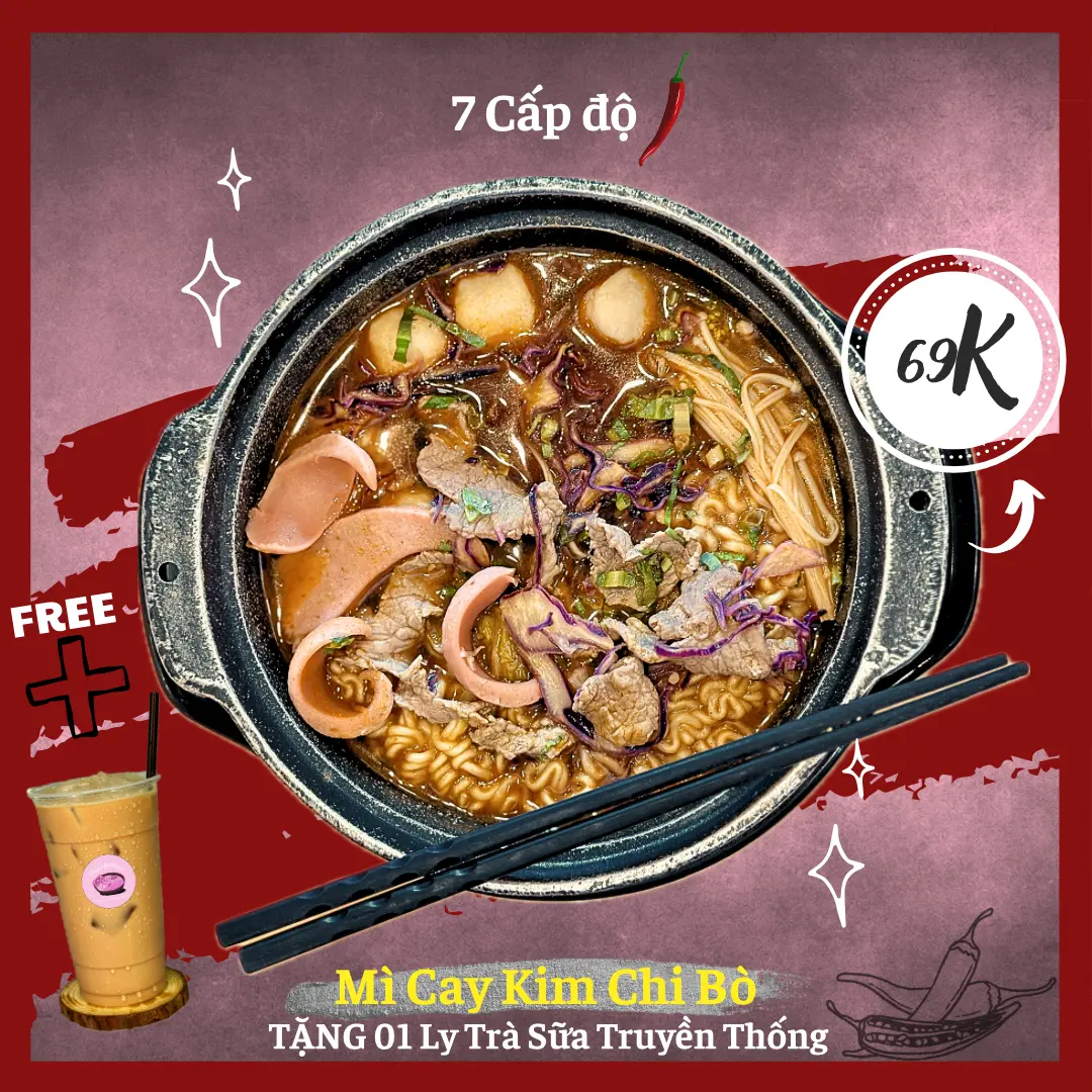 Hình ảnh [FREE TRÀ SỮA 8h-22h] MÌ CAY KIM CHI BÒ