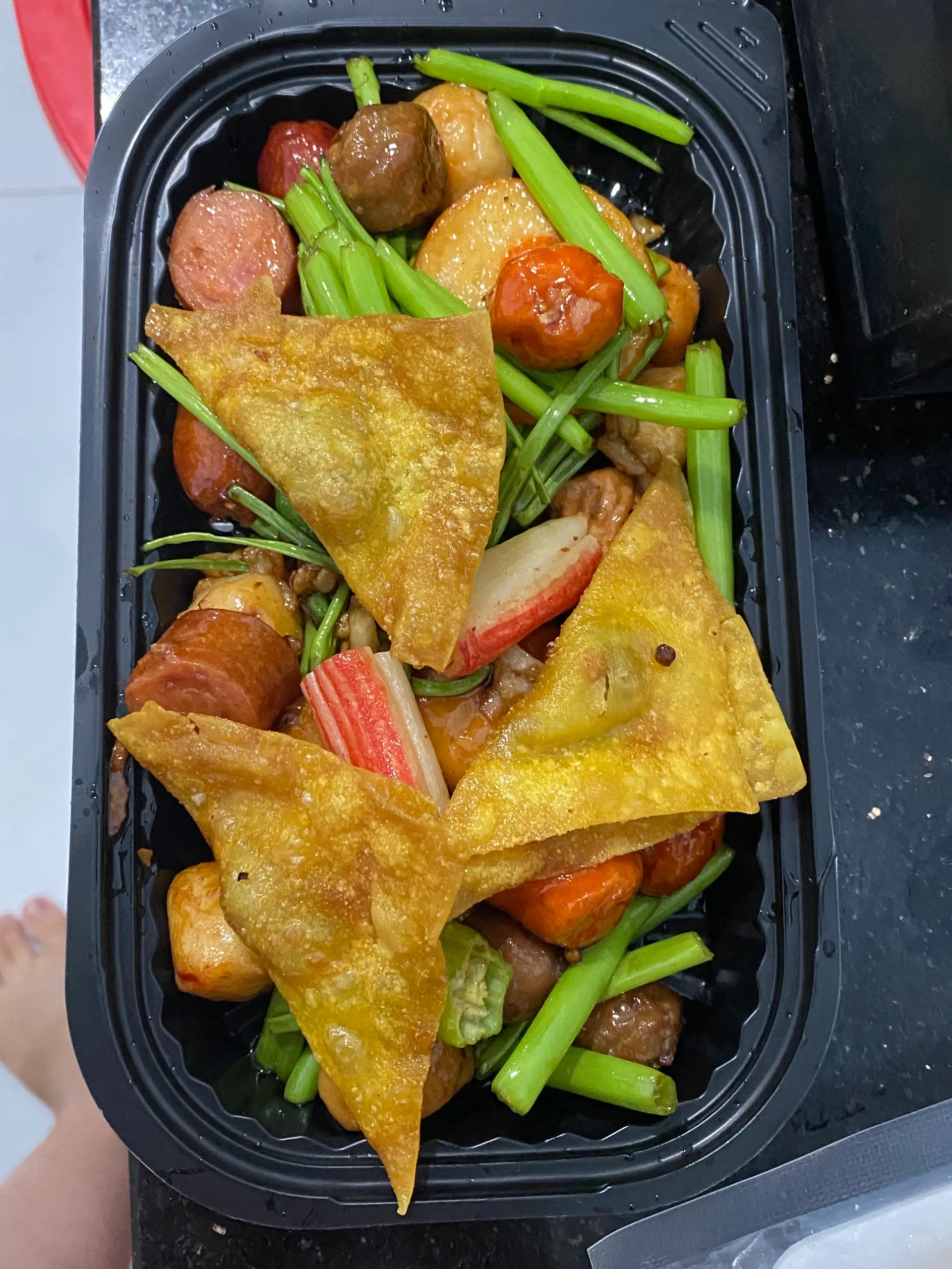 Hình ảnh Sốt mắm tỏi+ rau muống+ đậu bắp