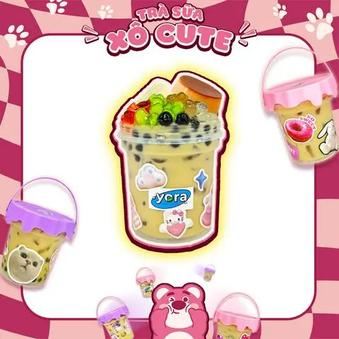 Hình ảnh Trà sữa Siêu cấp Topping + Flan ✨ [Xô cute]