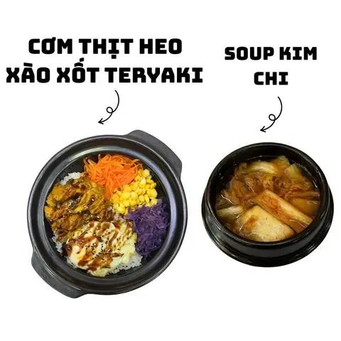 Hình ảnh Cơm thịt heo xào xốt Teryaki + soup kim chi