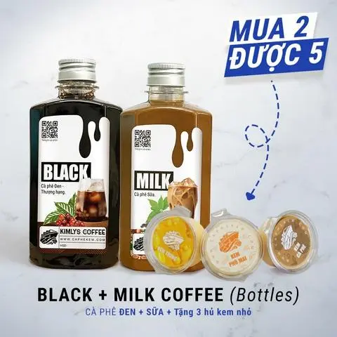 Hình ảnh Combo 2 chai đen và sữa  - kèm 3 hũ kem 3 vị
