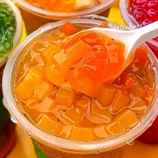 Hình ảnh Trà đào dầm hạt chia - thạch đào