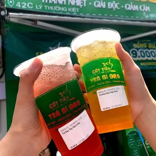 Hình ảnh Trà đào dầm hạt chia