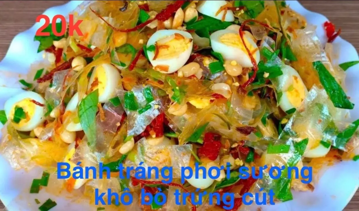 Hình ảnh Bánh tráng phơi sương khô bò trứng cút