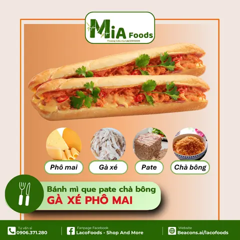 Hình ảnh Bánh Mì Que Pate Chà Bông Gà Xé Phô Mai